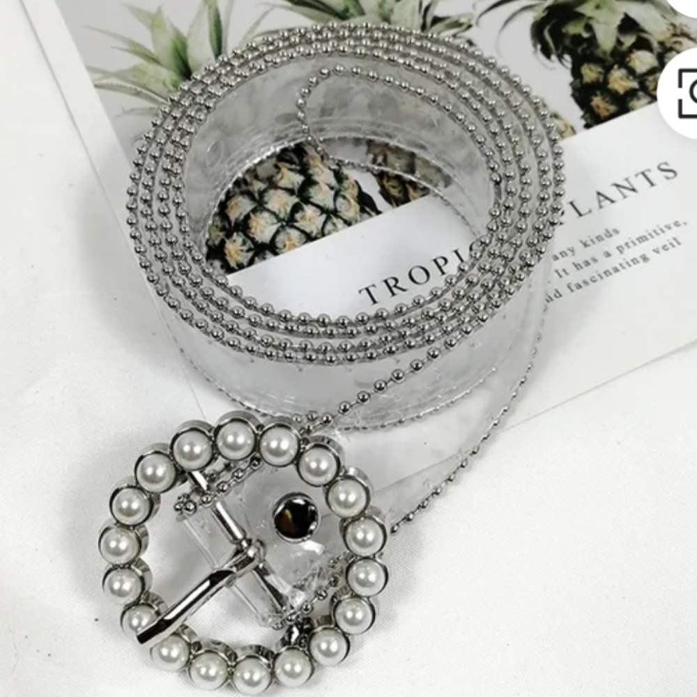 Circle Pearl Buckle Clear Transparent 2.8" Width S/M